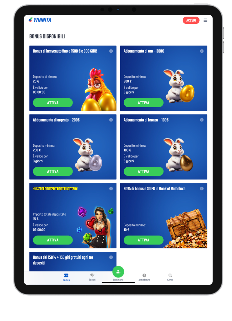 Tipi di Bonus del Casinò Winnita